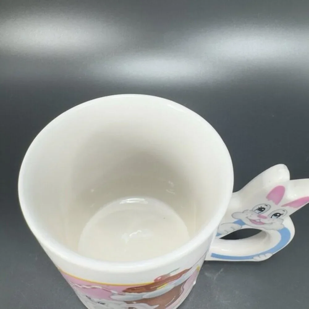 1980s Mug Cup Kitsch Colorful Bunny Rabbit Drinking Float Ceramic Mugs Cups Set2